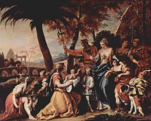 Sebastiano Ricci: Il salvataggio di Mosè bambino dalle acque, anno 1711, 257 × 322 cm, Palazzo Taverna, Roma